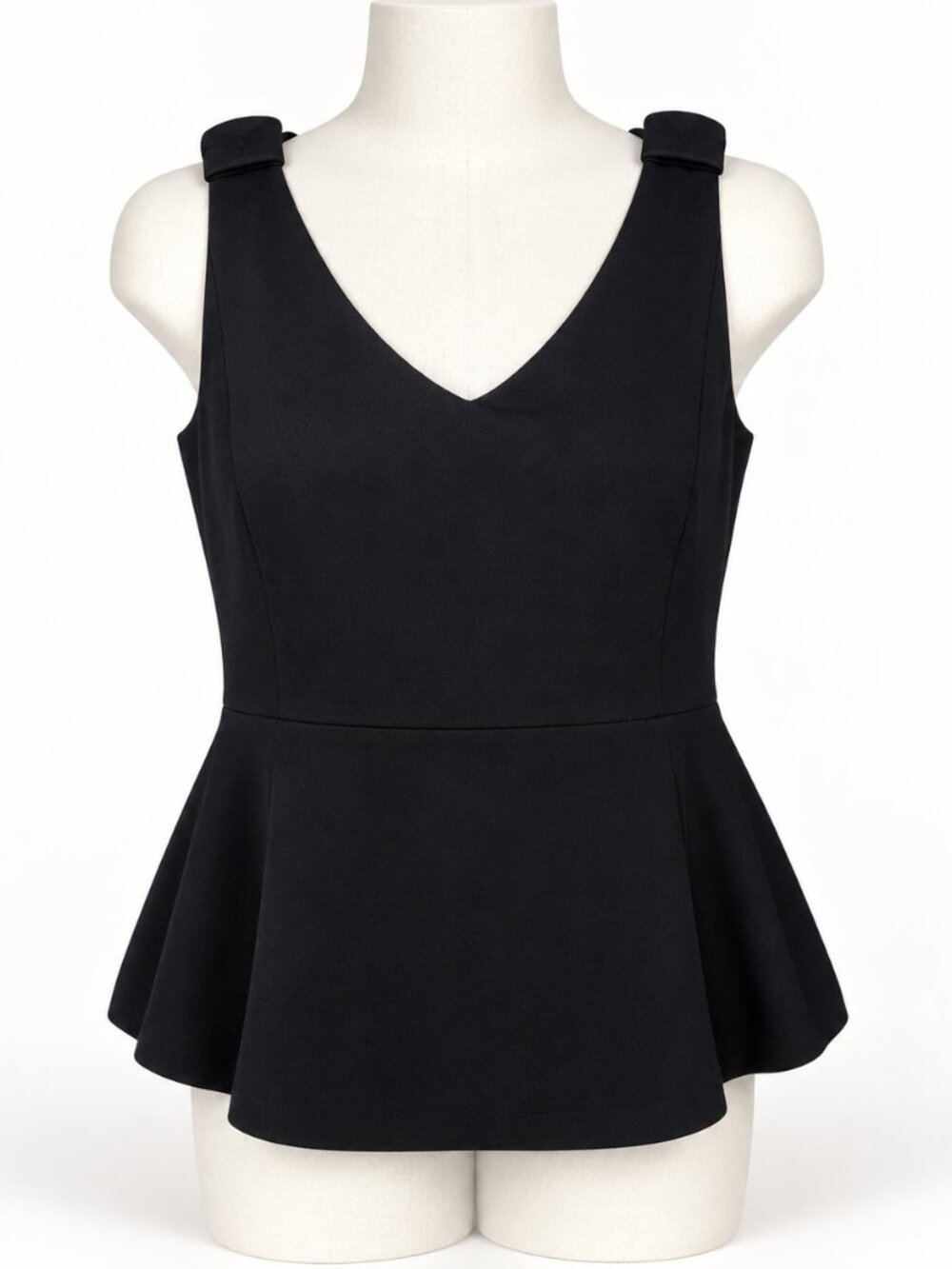 Kate Spade Elegant Black Peplum Tank Top with Bows